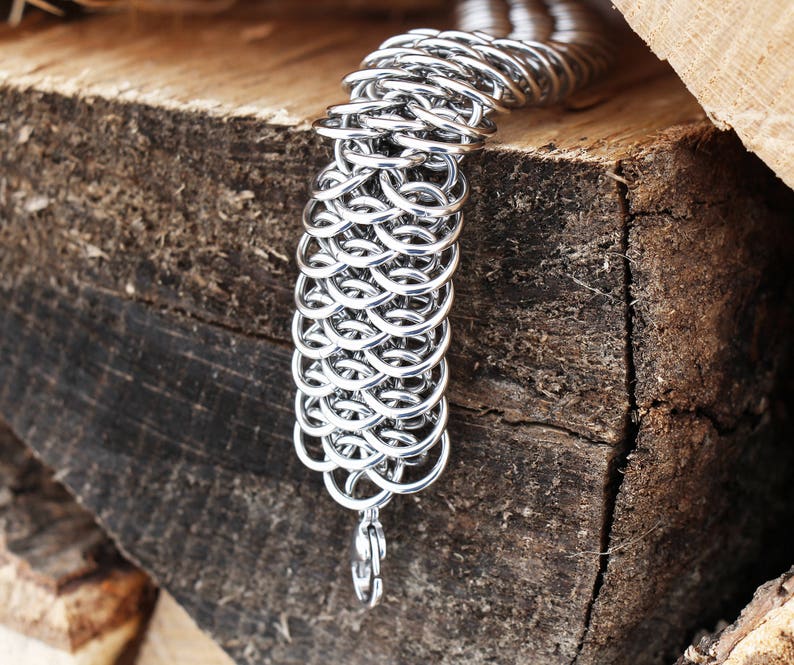 Stainless steel chainmaille bracelet, statement jewelry, industrial style, boyfriend gift, husband gift, gifts for him, mens jewelry for men image 9