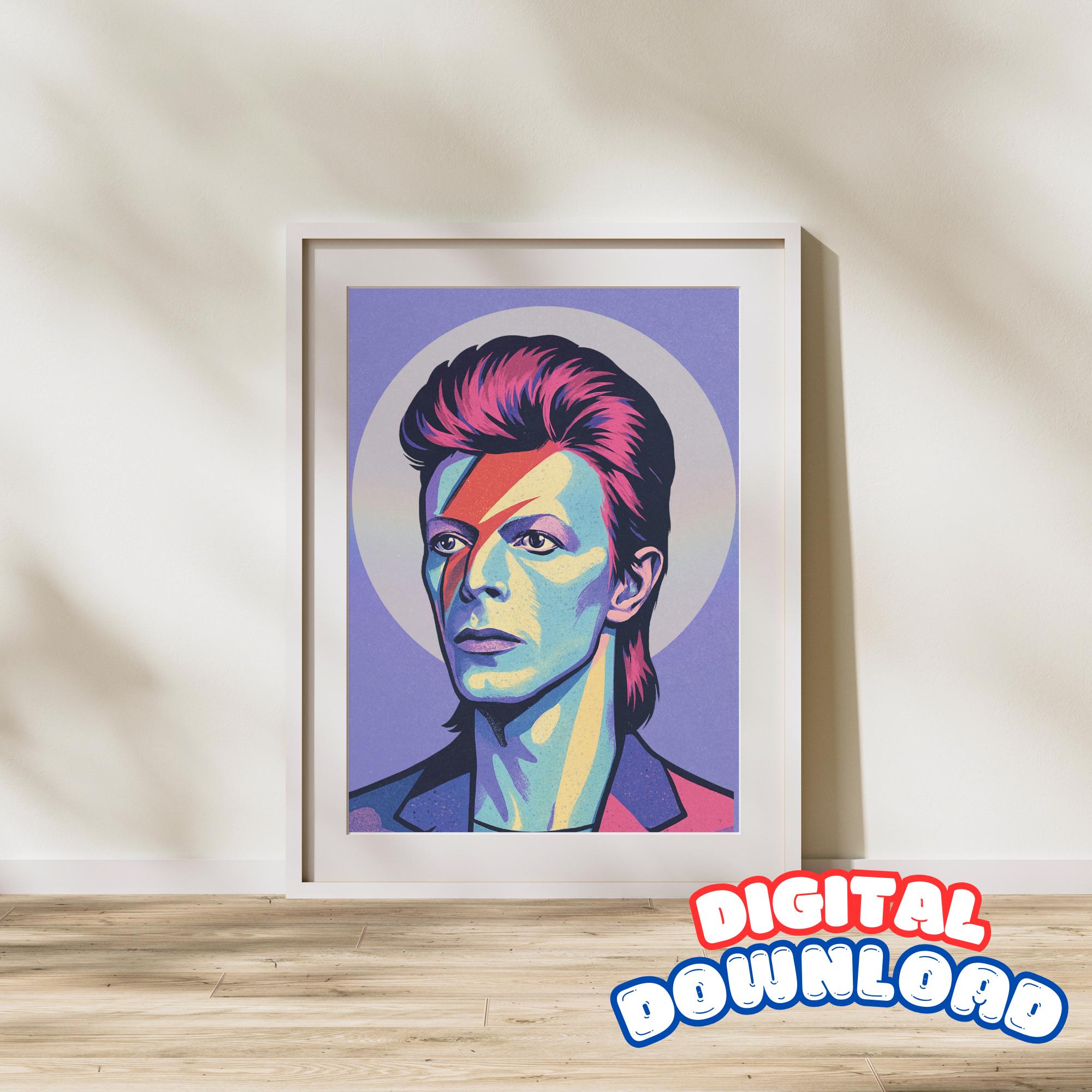 David Bowie Ziggy Stardust Pop Art Print: Retro Music Icon - Etsy
