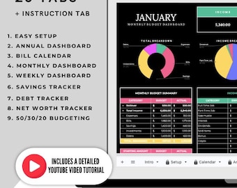 Personal Finance Google Sheet: Budget Planner, Savings & Debt Tracker (Digital Download)