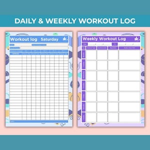 Registro de entrenamiento, rastreador imprimible y rellenable, rastreador de entrenamiento, registro de entrenamiento diario, registro de entrenamiento semanal, descarga instantánea, tamaños A4/A5/Carta