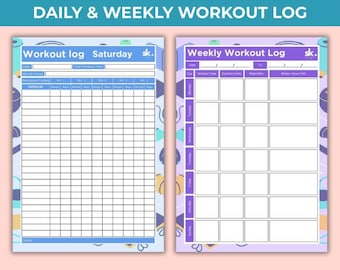 Printable Workout Log: Daily & Weekly Fitness Tracker (A4/A5/Letter Sizes) (Digital Download