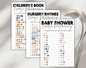 Baby Shower Emoji Pictionary + Nursery Rhymes + Children's Books – 3 Fun & Printable Emoji Games for Baby Shower Party Activities, BG122.