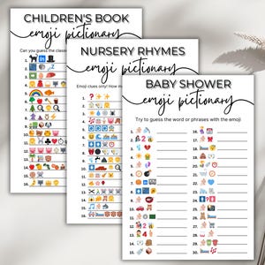 Baby Shower Emoji Pictionary + Nursery Rhymes + Children&#39;s Books – 3 Fun & Printable Emoji Games for Baby Shower Party Activities