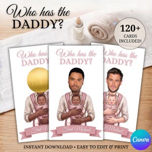 Who Has The Daddy Game, Daddy Scratch Off, Baby Shower Game, Find Daddy Template, Love Bug Baby Shower, Find The Dad Game, Whos The Daddy