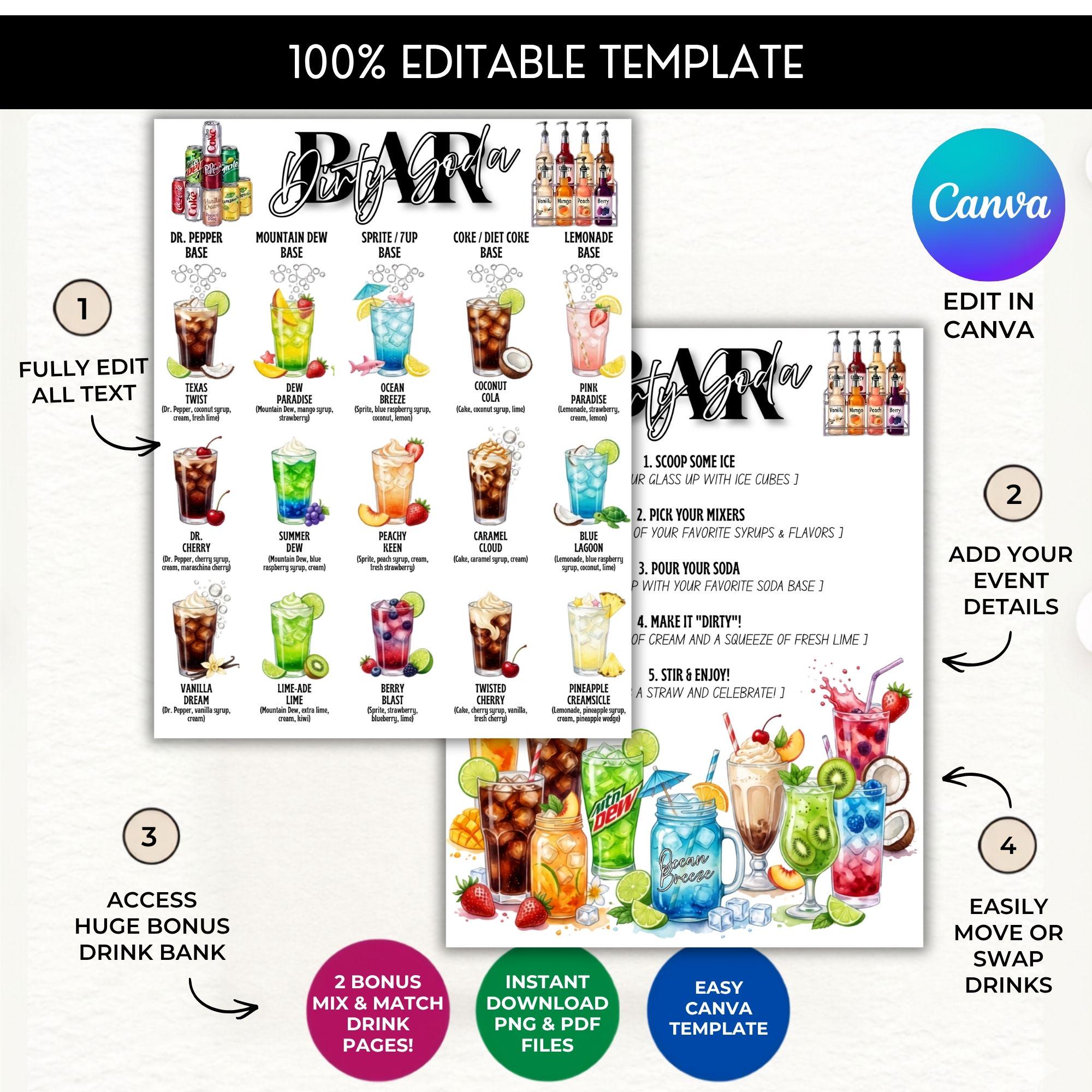 Graduation Soda Bar Menu, Graduation Dirty Soda Sign, Class of 2026 ...