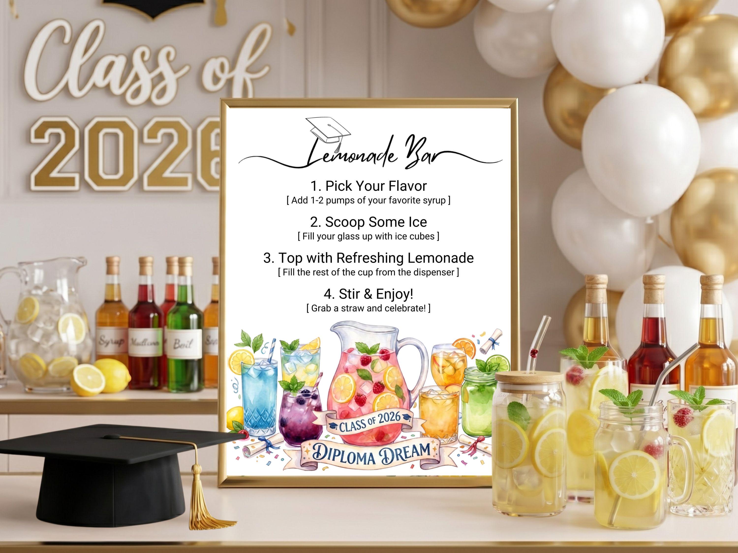 Graduation Lemonade Bar Menu Sign Shirley Temple Bar Dirty Soda Drink ...
