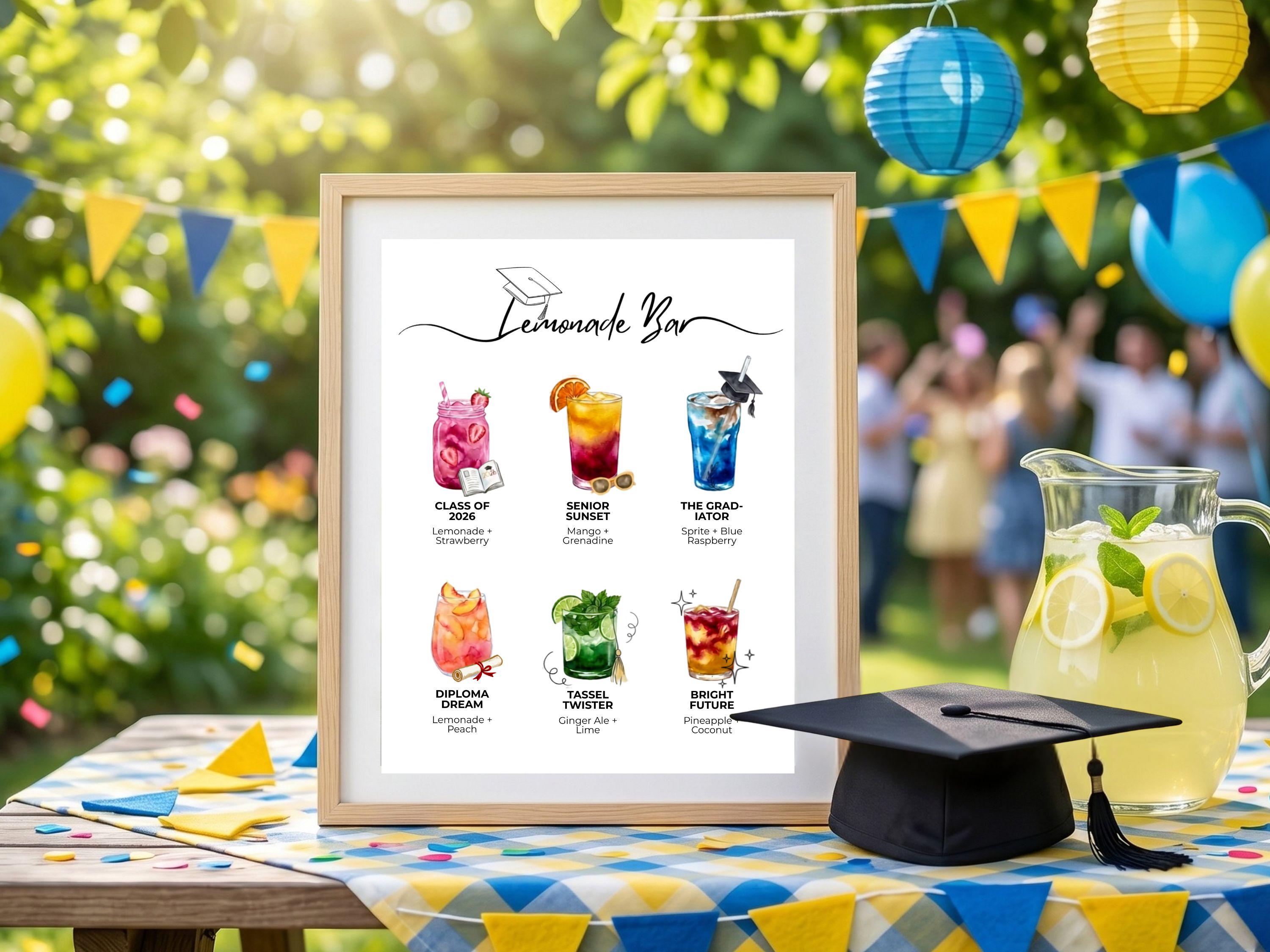 Graduation Lemonade Bar Menu Sign Shirley Temple Bar Dirty Soda Drink ...