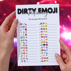 Dirty Emoji Pictionary – Bachelorette Party Game for Adults Only, Guess the Sex Act, Naughty Printable Bridal Shower Fun, Instant Download