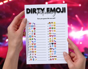 Dirty Emoji Pictionary – Bachelorette Party Game for Adults Only, Guess the Sex Act, Naughty Printable Bridal Shower Fun, Instant Download