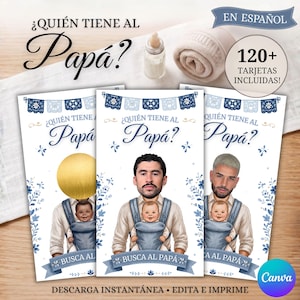 Cielito Lindo Baby Shower Game, Who Has the Daddy Scratch Off, Mexican Baby Shower, Papel Picado, Quien Tiene al Papa