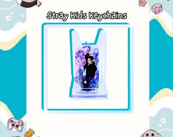 Brelok do kluczy Kpop - inspirowany SKZ/Stray Kids, ręcznie robiony brelok z żywicy z recyklingowanych fotoksiążek