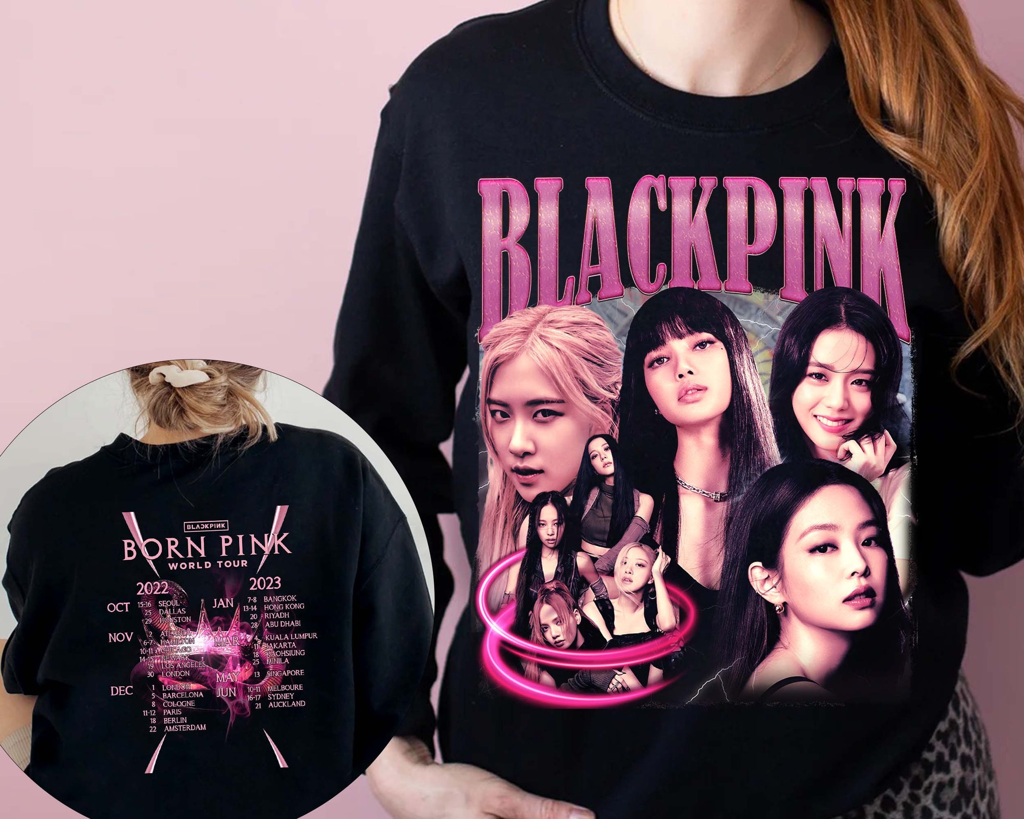 Discover Blackpink Vintage 90s Double sided Sweatshirt