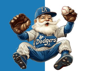 Inspired LA Dodgers, Gnome whimsical, PNG 300 DPI, Baseball, Bleed Blue, Champion, Digital Printing,  Baseball theme, Digital Download.