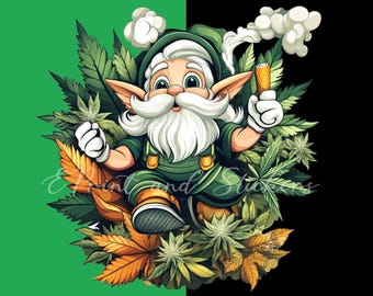 Cannabis Gnome, Weeds, smoking, PNG 300 DPI, Santa, Peace Gnome, Digital Printing, Digital Download.