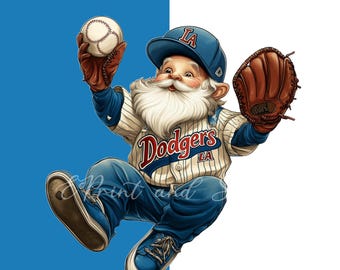 Inspired LA Dodgers, Gnome whimsical, PNG 300 DPI, Baseball, Champion, Digital Printing, Bleed Blue, Ohtani Shohei, Digital Download.