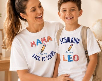Personalized schoolchild shirt with name, first day of school T-shirt for boys and girls, back to school gift for first graders, back to school gift