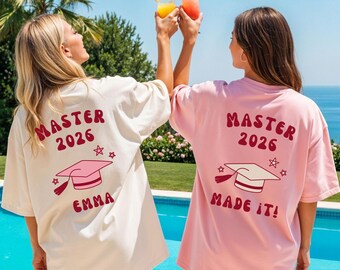 Personalized Master's 2026 Shirt, University Graduation Shirt with Name, Women's University Graduation T-Shirt, Master's Gift, Graduate Shirt 2026, Diploma
