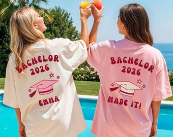 Personalized Bachelor 2026 Shirt, Women's University Graduation T-Shirt, Bachelor Gift, Gift Idea for Daughter, Bachelor Travel T-Shirt, Graduate