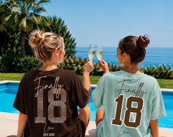 Personalized 18th birthday shirt, Finally 18 shirt, 2008 birthday shirt, leopard print or classic, 18th birthday gift, leopard print classic