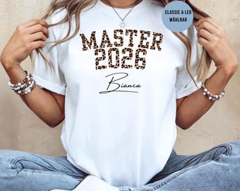 Personalized Master's Shirt 2026, Graduation T-Shirt with Name, Master's Degree Leopard Print, University Gift Leopard Print, Graduate Shirt Leo