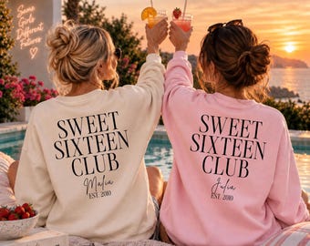 Sweet 16 Sweatshirt, 16th Birthday Gift, 16th Birthday Girl, 16th Birthday Sweater with Name, Personalized Birthday Gift