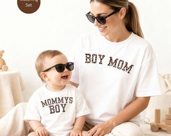 Boy Mom Shirt Leopard Print, Mommy's Boy Outfit, Mom and Son Matching Outfit, Mom and Mini Outfit, Baby Boy Shirt, Mother's Day Gift Leopard