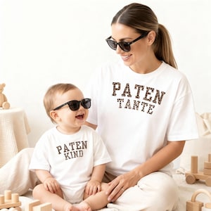 Bijpassende outfits voor peetmoeder en peetkind met luipaardprint, doopcadeau, shirt voor de peetmoeder, baby met luipaardprint