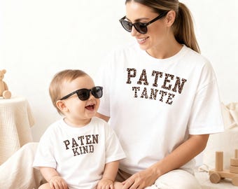 Godmother and godchild matching outfits with leopard print, christening gift, godmother shirt, baby leopard print