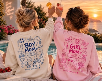Personalized Girl Mom Sweatshirt, Boy Mom Sweatshirt, Mom Sweater with Name, Gift for Mom from Boys, Girl Mom Gift, Mommy