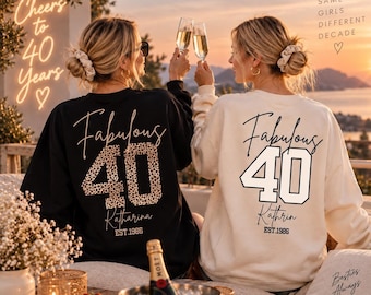40th Birthday Sweatshirt, Fabulous 40 Hoodie, 40th Birthday Gift, 40 Years Sweater, Personalized 40th Birthday Gift for Women Leo