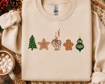 Women's Christmas sweater, Christmas sweatshirt, winter sweater, gingerbread sweatshirt, Christmas tree, mulled wine sweatshirt, Christmas market