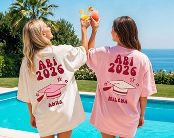 Personalized Graduation 2026 Shirt, Women's Pink Graduation Shirt, Graduation Outfit with Name, Gift for Daughter, Graduation Trip T-Shirt for Friends with Back Print