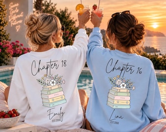 Chapter 18 Sweatshirt, Chapter Pullover mit Name, Geschenk für Leseratten, Book Lover Geschenk personalisiert, 16th Birthday Girl, 40th Gift