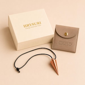 Solid Copper Pendulum on Black Cord, Dowsing Divination Tool, Gift Box & Pouch, Spiritual Gift