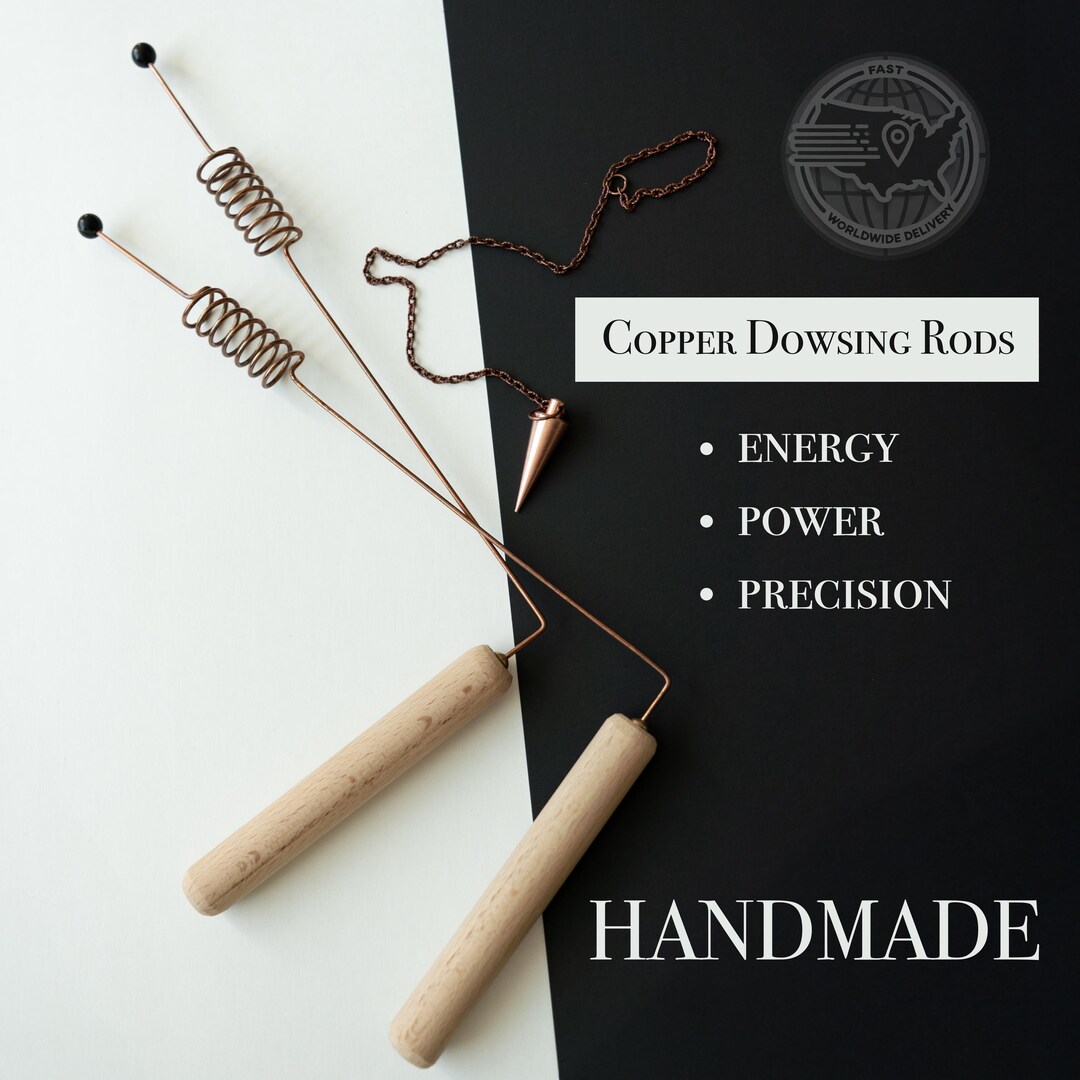 Spiritual Rods 2pcs Copper Dowsing Rods With Shungite Tip & Resonator + Copper ...