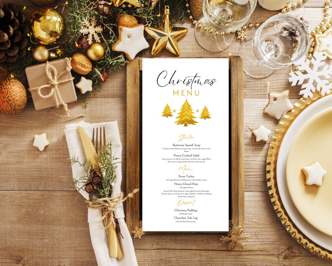 Christmas Menu Template Customisable Holiday Dinner Menu Instant