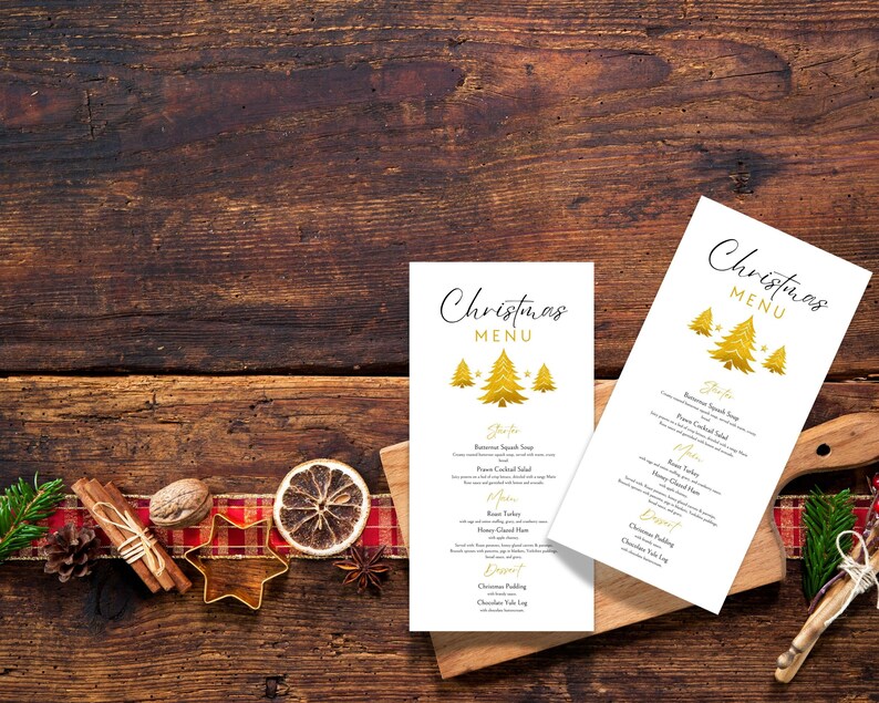Christmas Menu Template Customisable Holiday Dinner Menu Instant