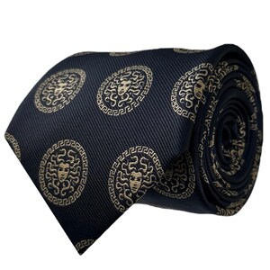 ꧁美品꧂ ヴェルサーチ ネクタイ バロッコ ヴィンテージ ブラック シルバー ジャンニヴェルサーチGIANNI VERSACE バロッコブロックチェック