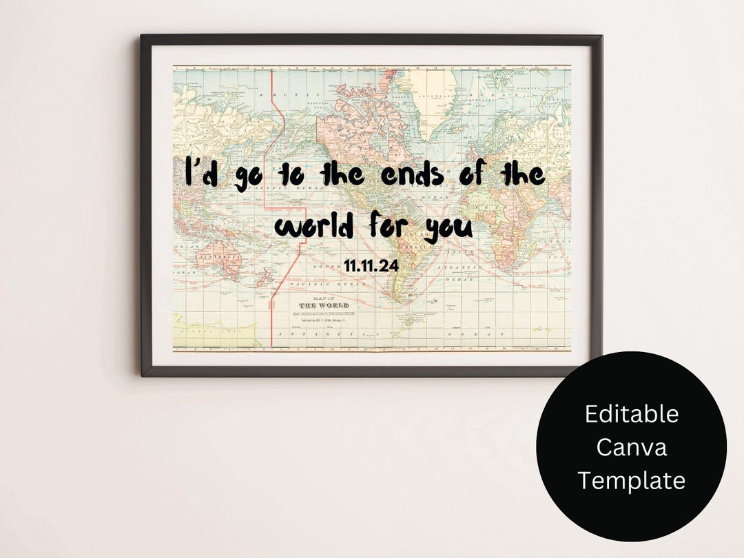 Anniversary Date Gift, World Map Poster, Ends for You Map, Dating Gift ...