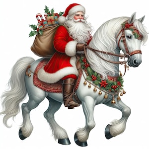 Cowboy Weihnachtsmann JPG, Western Weihnachtsmann und Pferd Clipart, Weihnachten Junk Journal, Kartenherstellung Scrapbooking, Weihnachtsdekor, digitale Datei