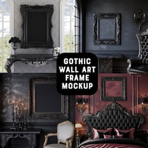 25 Gothic Wall Art Frame Mockup Bundle, Photo Wall Mockup, Victorian Picture Frame Mockup, Poster Mockup, Goth Vintage Art Style Mock up Kit