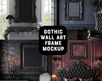 25 Gothic Wall Art Frame Mockup Bundle, Photo Wall Mockup, Victorian Picture Frame Mockup, Poster Mockup, Goth Vintage Art Style Mock up Kit