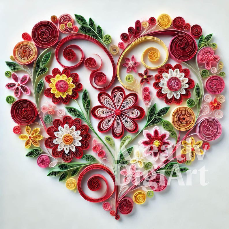 Digital Paper Quilling Heart Clipart Love Heart Quilling Clipart