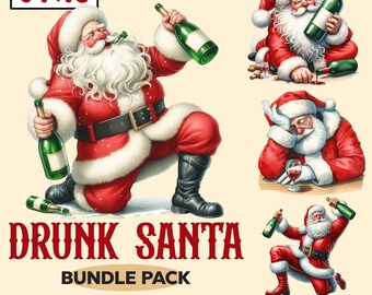 Drunk Santa Claus PNG, Funny Santa Claus Clipart, Christmas Sublimation Design, Party Alcohol Bad Santa Png, Christmas Beer Booze, Digital