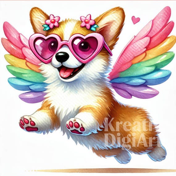 Valentine's Day Cupid Dog Clipart JPG, Cute Poodle With Wings