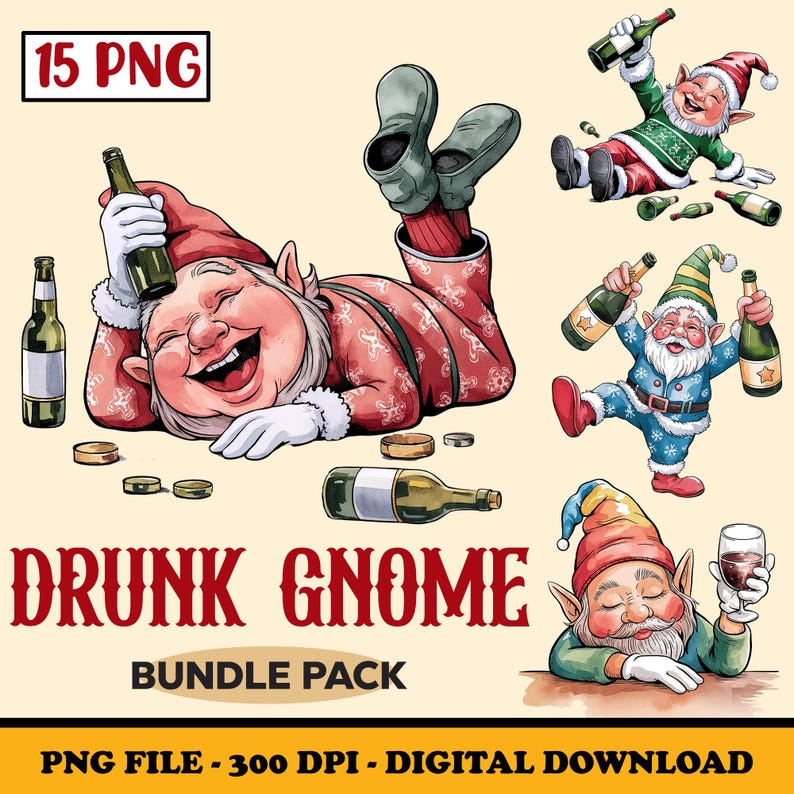 Wine Gnome Clipart, Funny Drunk Gnome PNG, Drinking Gnome Sublimation ...