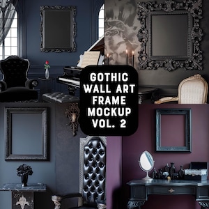 30 Gothic Wall Art Frame Mockup Bundle, Photo Wall Mockup, Victorian Picture Frame Mockup, Poster Mockup, Goth Vintage Art Style Mock up Kit