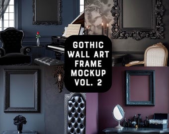 30 Gothic Wall Art Frame Mockup Bundle, Photo Wall Mockup, Victorian Picture Frame Mockup, Poster Mockup, Goth Vintage Art Style Mock up Kit