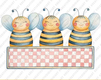 Bee PNG, Little Girls Sublimation, Personalized Name, Kids Png, Watercolor, Cute Bee, Summer, Farm Animal, Toddler Png, Digital Download