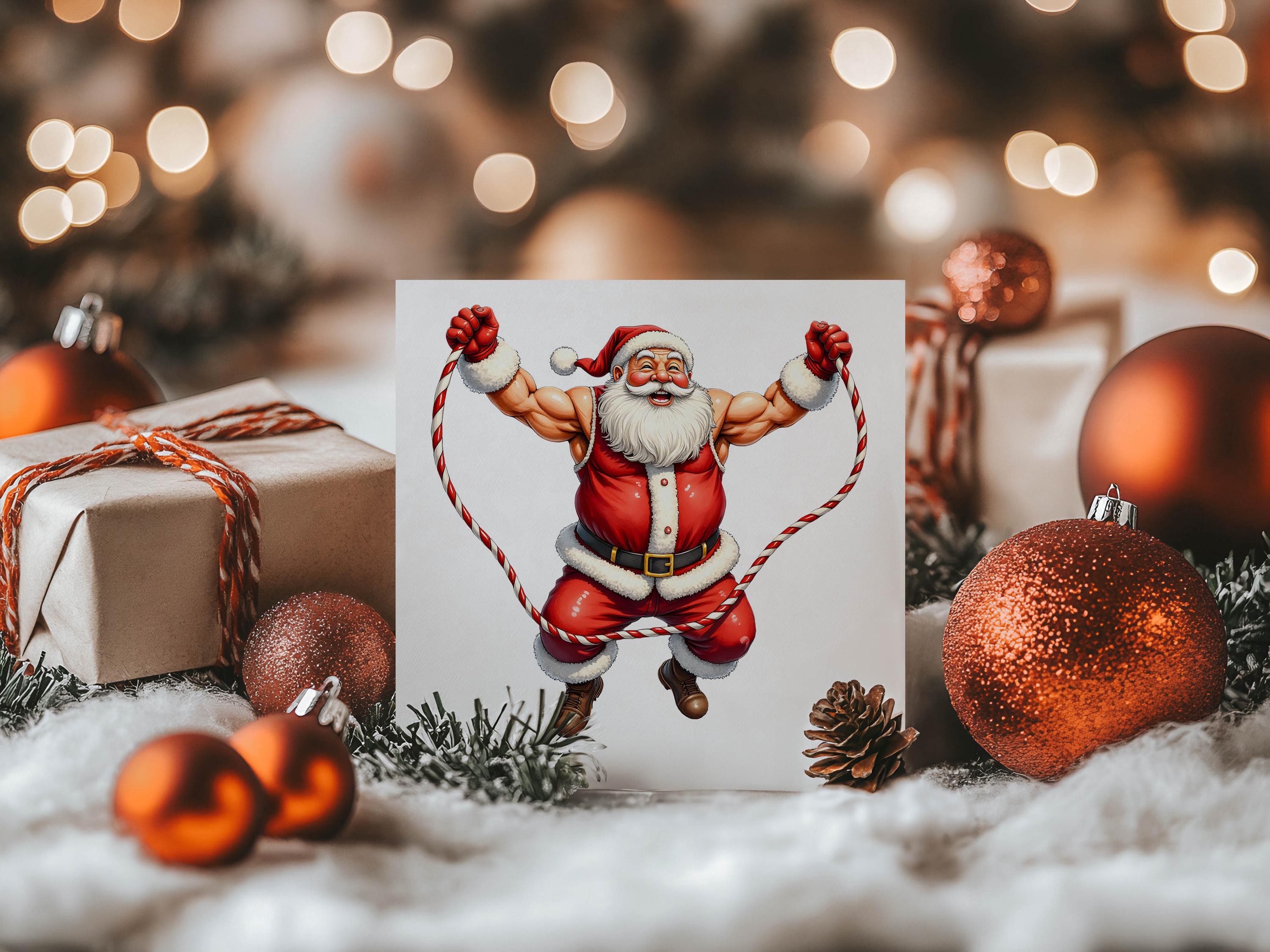 Swole Santa Claus PNG, Funny Muscular Santa Clipart, Christmas ...